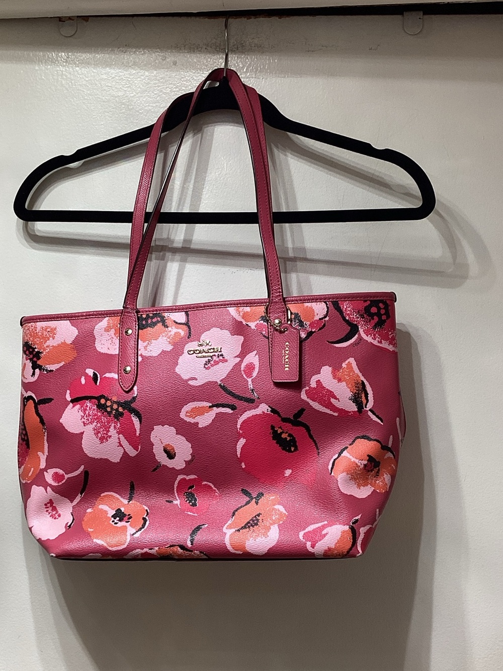 Coach Rose Pink Floral Tote Bag
